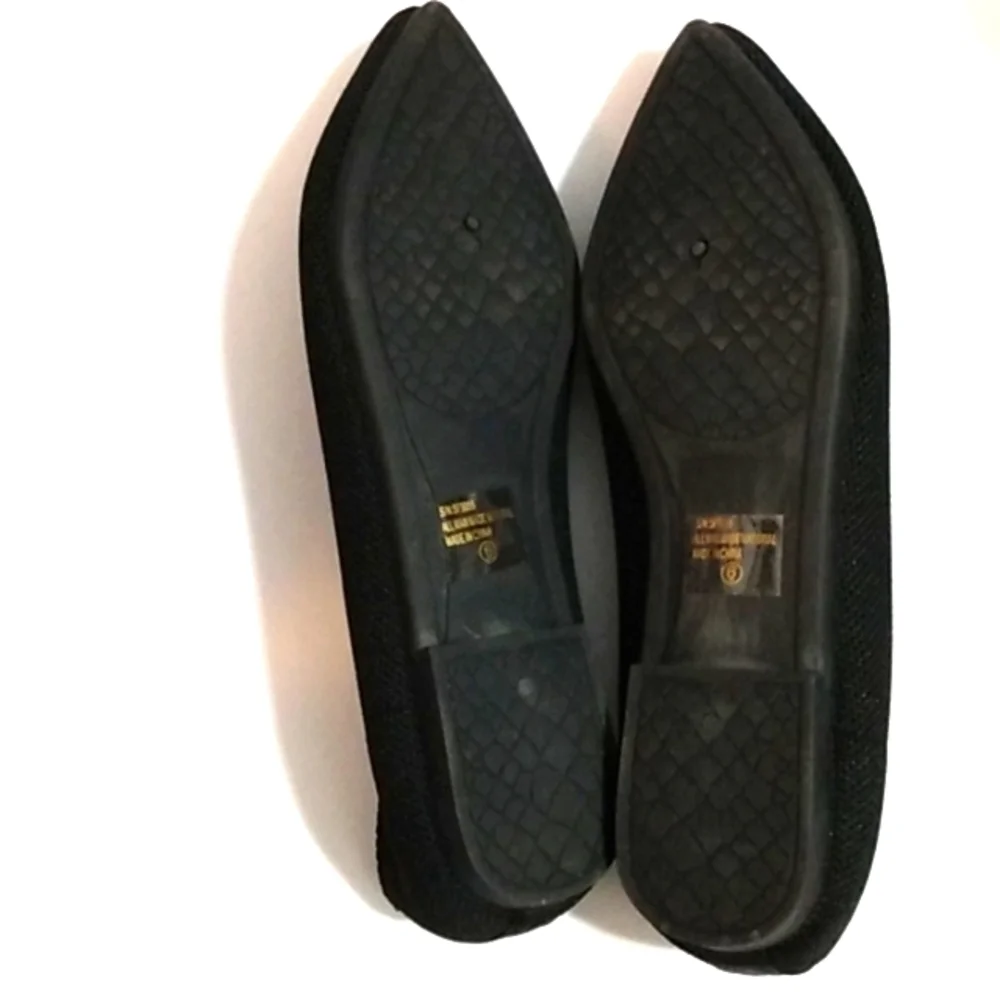 ATALINA BLACK POINTED TOE CUSHIONED SLIP-ON BALLERINA FLATS SIZE 6 NWT